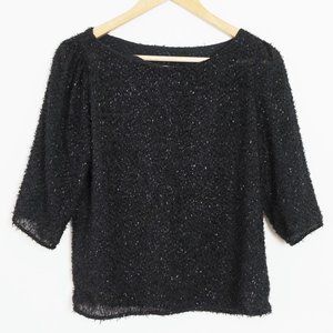 Vintage Union Made Fringe Textured Metallic Top